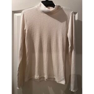 Hollister Ribbed Mock Neck Long Sleeve Top Soft White Lettuce Edge‎